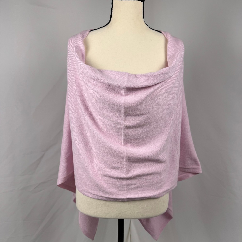 TravelSmith Poncho Wrap Women OS Pink Cotton Cashmere Knit
